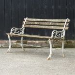 A cast iron garden bench