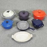 A collection of Le Creuset cooking pots