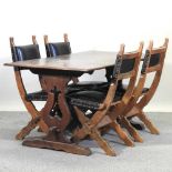 A mid 20th century oak dining table