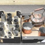 Two boxes of copper and pewter