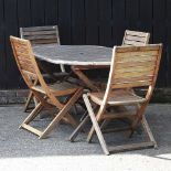 A hardwood slatted garden table