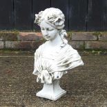 A cast stone garden bust