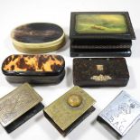 A 19th century papier mache snuff box