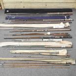A collection of vintage fishing rods