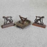 A pair of unusual 19th century cast iron andirons