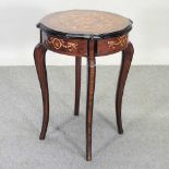 A reproduction French style floral marquetry occasional table
