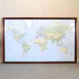 A map of the world poster, framed