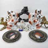 A pair of 19th century Staffordshire lustre spaniels