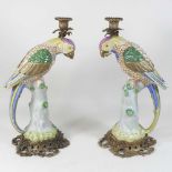 A pair of porcelain candlesticks