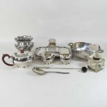 A collection of silver plated items