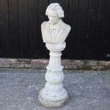 A reconstituted stone bust of Mozart