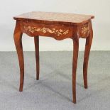 A reproduction marquetry side table