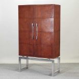 A modern brown leather cabinet