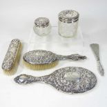 A collection of Victorian silver dressing table items