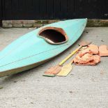 A vintage wooden canoe