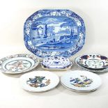 An early 19th century Staffordshire blue and white dish