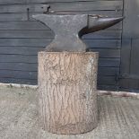 A large cast iron anvil