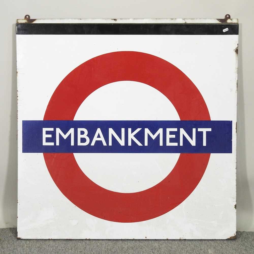 A painted enamel London underground sign