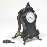 An early 20th century silver miniature bracket clock