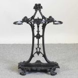 A black painted cast iron stickstand