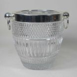A crystal and silver plated wine cooler
