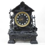 A 19th century continental cast metal mantel clock