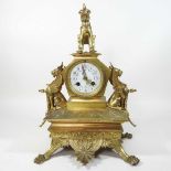 An unusual 19th century ormolu mantel clock