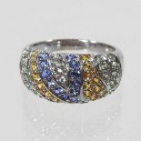 A 9 carat gold sapphire cluster ring