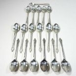 A set of six silver apostle teaspoons