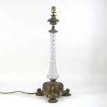 A Venetian glass and brass mounted table lamp