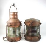 An antique copper ship's lantern