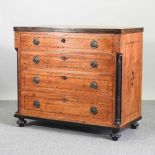A 19th century continental fruitwood and marquetry inlaid chest