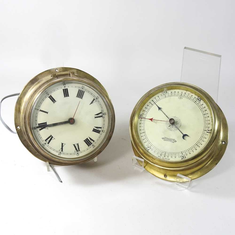 A vintage brass cased ship's clock