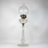 A 19th century glass oil lamp