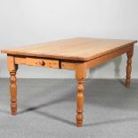 A large pine dining table