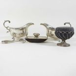 A pair of George V silver sauce boats