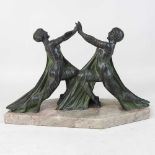 An Art Deco bronzed figure group