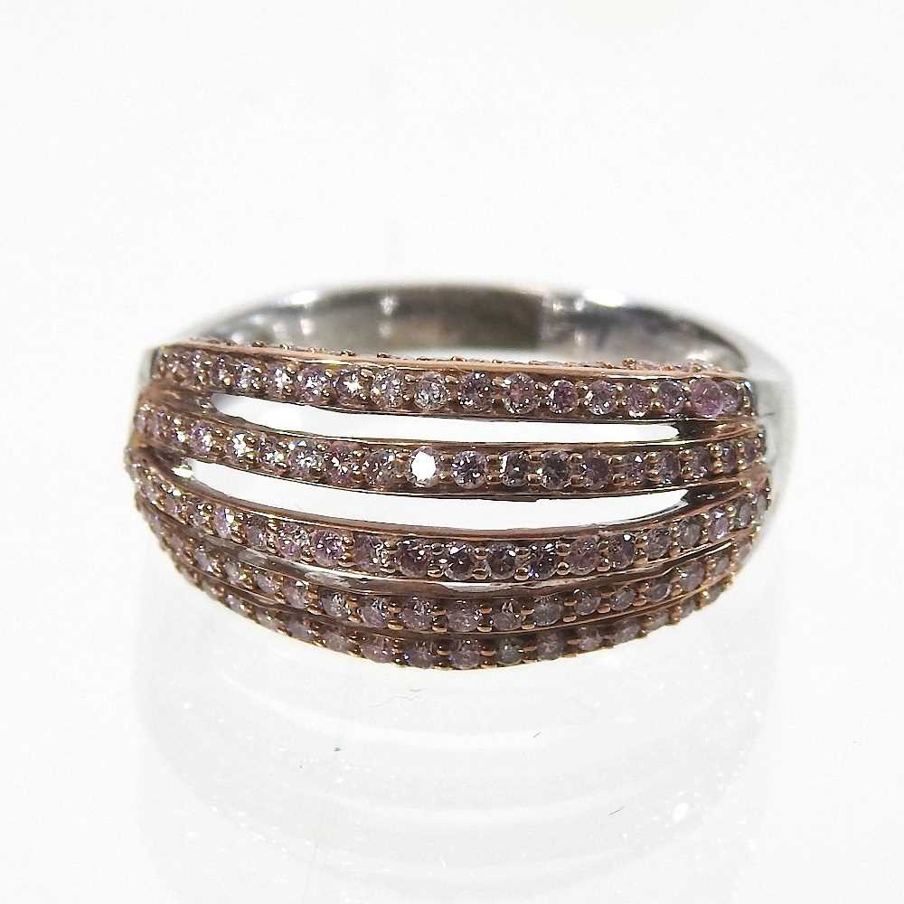 A 9 carat gold pink diamond ring
