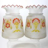 A pair of opaque glass oil lamp shades