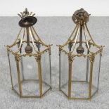 A pair of brass lanterns