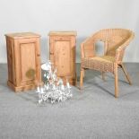 A pair of antique pine bedside cabinets