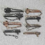 A collection of eight 19th century iron gin traps
