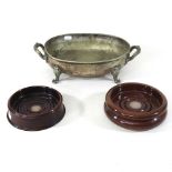 Two silver mounted treen bottle coasters