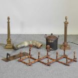 A brass corinthian column table lamp