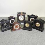 A collection of 19th century and later mantel clocks