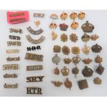Selection of Shoulder Titles and Rank Badges brass titles include B&W.D. GNS ... 18H ... Bedes &