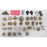 Selection of Various Collar Badges including bronzed Lincolnshire ... Brass Royal Sussex ... White