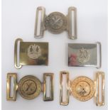 Selection of Canadian Scottish Belt Buckles consisting plated, rectangular buckle with central white