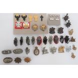 Selection of Various Collar Badges including pair silvered Inniskilling ... Pair silvered and gilt