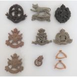 Selection of WW2 Plastic Economy Cap Badges consisting Leicestershire (2 blades) ... KC Notts &